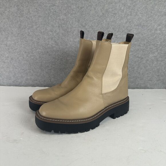 Sam Edelman Laguna Chelsea Boots Womens Size 9.5 Beige Leather WP‎ Pull On Shoes - Picture 3 of 14